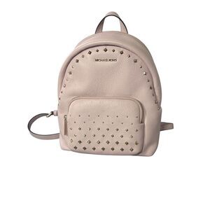 Michael Kors Medium Studded Pebbled Leather Backpack powder blush ballet pink